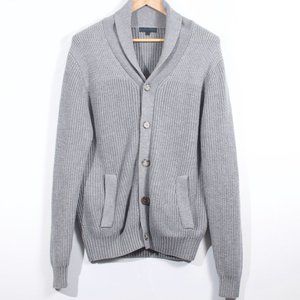 Patrick Assaraf L Men's Cardigan Gray Extra-fine Merino Wool